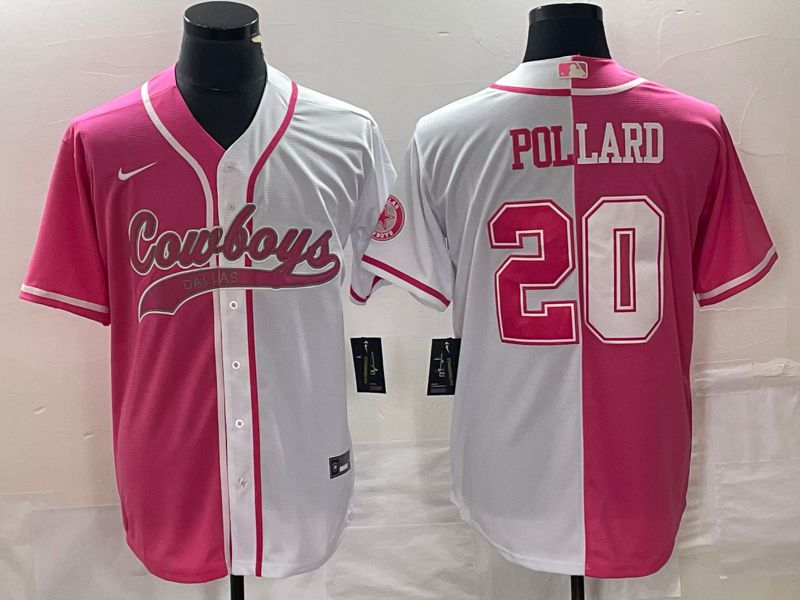 Men Dallas Cowboys 20 Pollard pink white Co Branding Game NFL Jersey